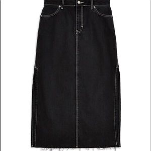 topshop side split denim midi skirt